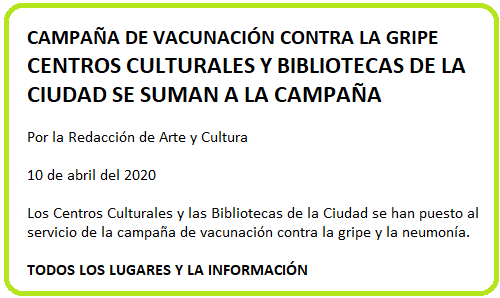VACUNACION EN CULTURALES Y BIBLIOTECAS